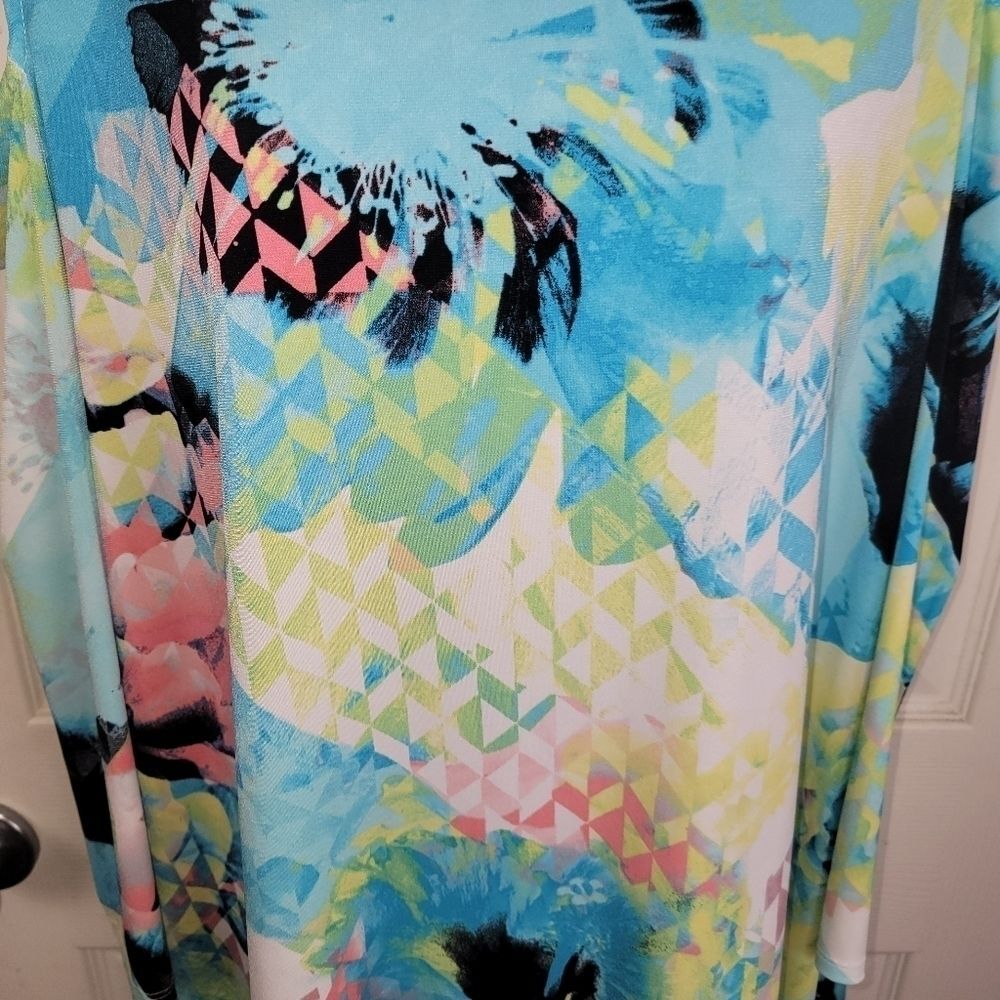 Worthington cold shoulder floral water color Top Blouse 1x - Picture 5 of 7